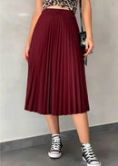 Saia midi Plissada Midi Moda Evangelica Casual Elegante para igreja