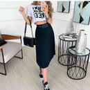 Saia midi Plissada Midi Moda Evangelica Casual Elegante para igreja