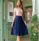 Saia midi Plissada Midi Moda Evangelica Casual Elegante para igreja
