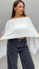 Blusa Bata Feminina Boho Chic 2 Peças com Top Faixa Interno Multiformas Capa