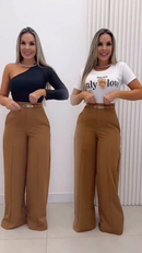 KIT 2 Calça Pantalona Alfaiataria Com Bolso Cintura Alta PROMOÇÃO Premium