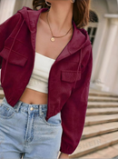JAQUETA DE VELUDO OVERSIZED COM CAPUZ