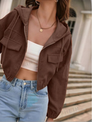 JAQUETA DE VELUDO OVERSIZED COM CAPUZ