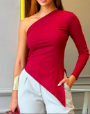 Kit 2 Blusas Feminina Assimétrica Mula Manca Manga Longa Ribana Premium Básica Moda Casual Tendencia 2025
