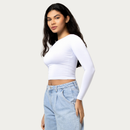 Blusa Feminina Manga Longa Blusinha Manga Comprida Ajuste Perfeito Baby Tee