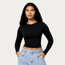 Blusa Feminina Manga Longa Blusinha Manga Comprida Ajuste Perfeito Baby Tee
