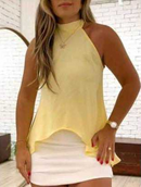 Blusa Feminina Bata Básica com Go,a Alta Longa Amarração Charmosa Nas Costas