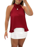 Blusa Feminina Bata Básica com Go,a Alta Longa Amarração Charmosa Nas Costas