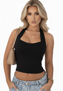 ✨ Blusa Feminina Top Halter Cropped Ajustado Decote Frente Unica Costa Nua – Casual Moda Verão 2026 ✨