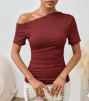 BLUSA MANGA CURTA ASSIMÉTRICA
