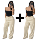 KIT 2 CALÇAS ALFAIATARIA PANTALONA COM CINTURA ALTA