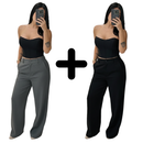 KIT 2 CALÇAS ALFAIATARIA PANTALONA COM CINTURA ALTA