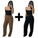 KIT 2 CALÇAS ALFAIATARIA PANTALONA COM CINTURA ALTA