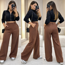 KIT 2 Calça Pantalona Alfaiataria Com Bolso Cintura Alta PROMOÇÃO Premium