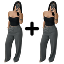 KIT 2 CALÇAS ALFAIATARIA PANTALONA COM CINTURA ALTA