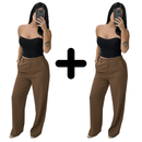 KIT 2 CALÇAS ALFAIATARIA PANTALONA COM CINTURA ALTA