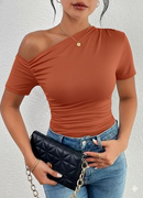 BLUSA MANGA CURTA ASSIMÉTRICA