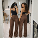 KIT 2 Calça Pantalona Alfaiataria Com Bolso Cintura Alta PROMOÇÃO Premium
