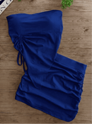 Conjunto Feminino Estampado Cropped Tomara que Caia Assimétrico com Bojo + Mini Saia Franzida Verão