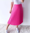 Saia midi Plissada Midi Moda Evangelica Casual Elegante para igreja
