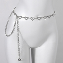 Cinto feminino corrente de festa coração de metal brilhante com diamantes