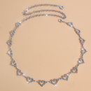 Cinto feminino corrente de festa coração de metal brilhante com diamantes