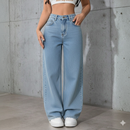 CALÇA JEANS WIDE LEG COM CINTURA ALTA