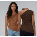 Blusa Feminina Elegante Mula Manca Casual Ombro Único Com Franzido Assimétrica