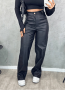 CALÇA COURO FAKE WIDE LEG - CINTURA ALTA