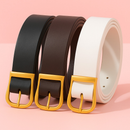 KIT 4 CINTOS FEMININOS COM FIVELA METALIZADA DOURADA