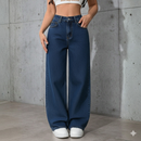CALÇA JEANS WIDE LEG COM CINTURA ALTA